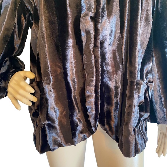 COLLECTION BY HARVE BENARD  | FAUX FUR DARK BROWN EVENING SWING JACKET  SZ 10 - Picture 8 of 14